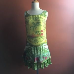 FARM RIO Vintage Look Green Dress S